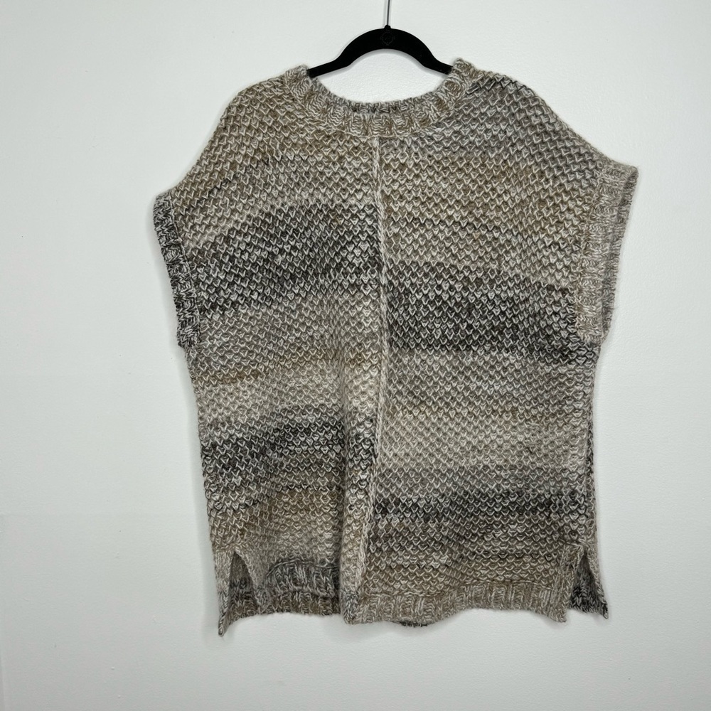 J.Jill brown chunky knit vest poncho wool mohair blend  sweater m/l